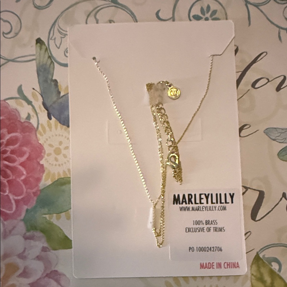 MarleyLilly Gold Monogram A Rectangle Pendant Necklace - Women Jewelry - Picture 3 of 4